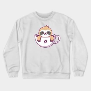 Cute Sloth In The Coffee Cup Crewneck Sweatshirt